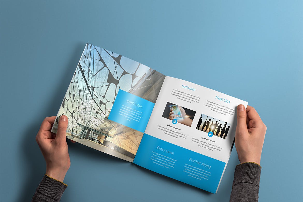 方形宣传手册/企业画册版式设计样机16设计网精选模板 Square Brochure Mockup插图(3)