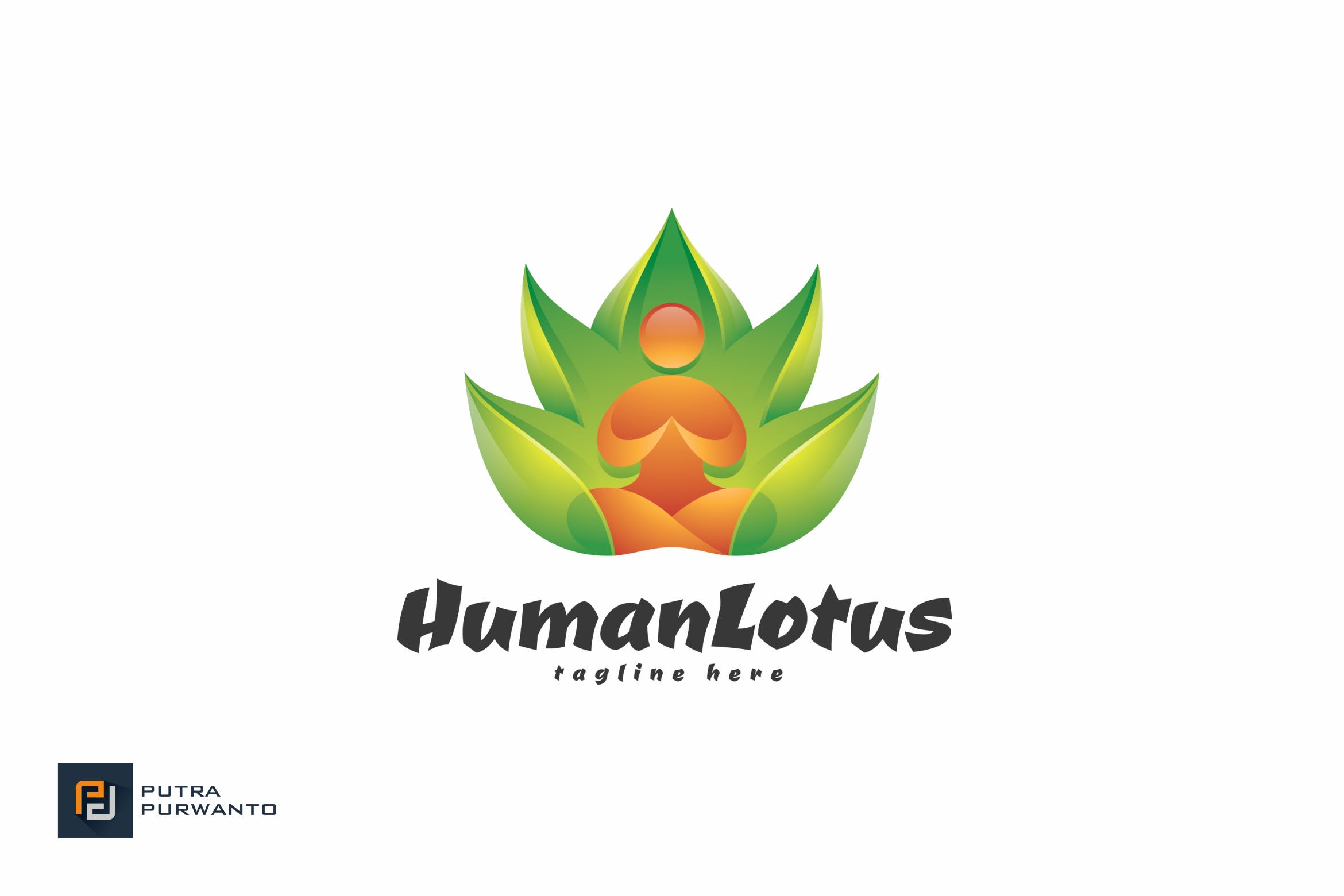 曼陀罗花佛教主题Logo设计素材库精选模板 Human Lotus – Logo Template插图