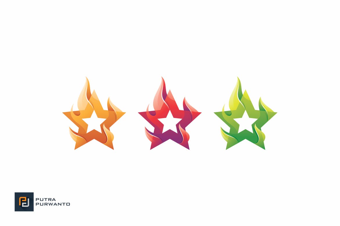 火焰五角星几何图形Logo设计16设计网精选模板 Fire Star – Logo Template插图(3)