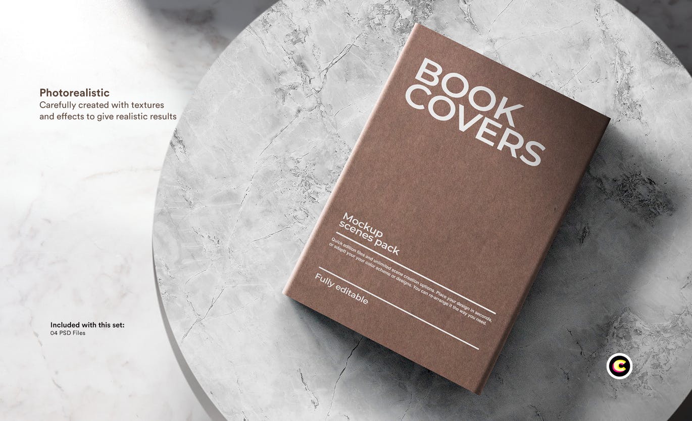 牛皮纸精装图书封面设计样机素材库精选套件 Book Cover Mockups kit插图(3)