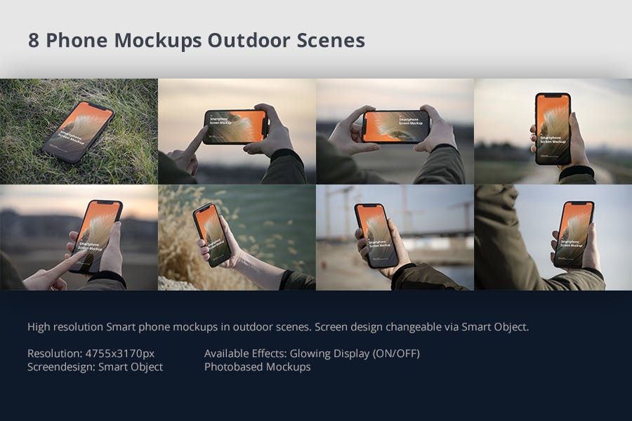 户外场景全面屏手机16设计网精选样机模板 Phone Mockup Outdoor Scenes插图(8)