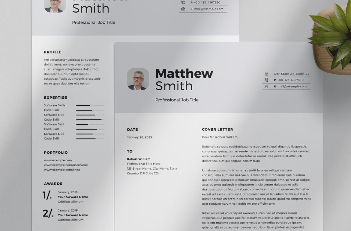 低调简约风格个人介绍信&16设计网精选简历模板 Minimalist Resume Layout插图(2)