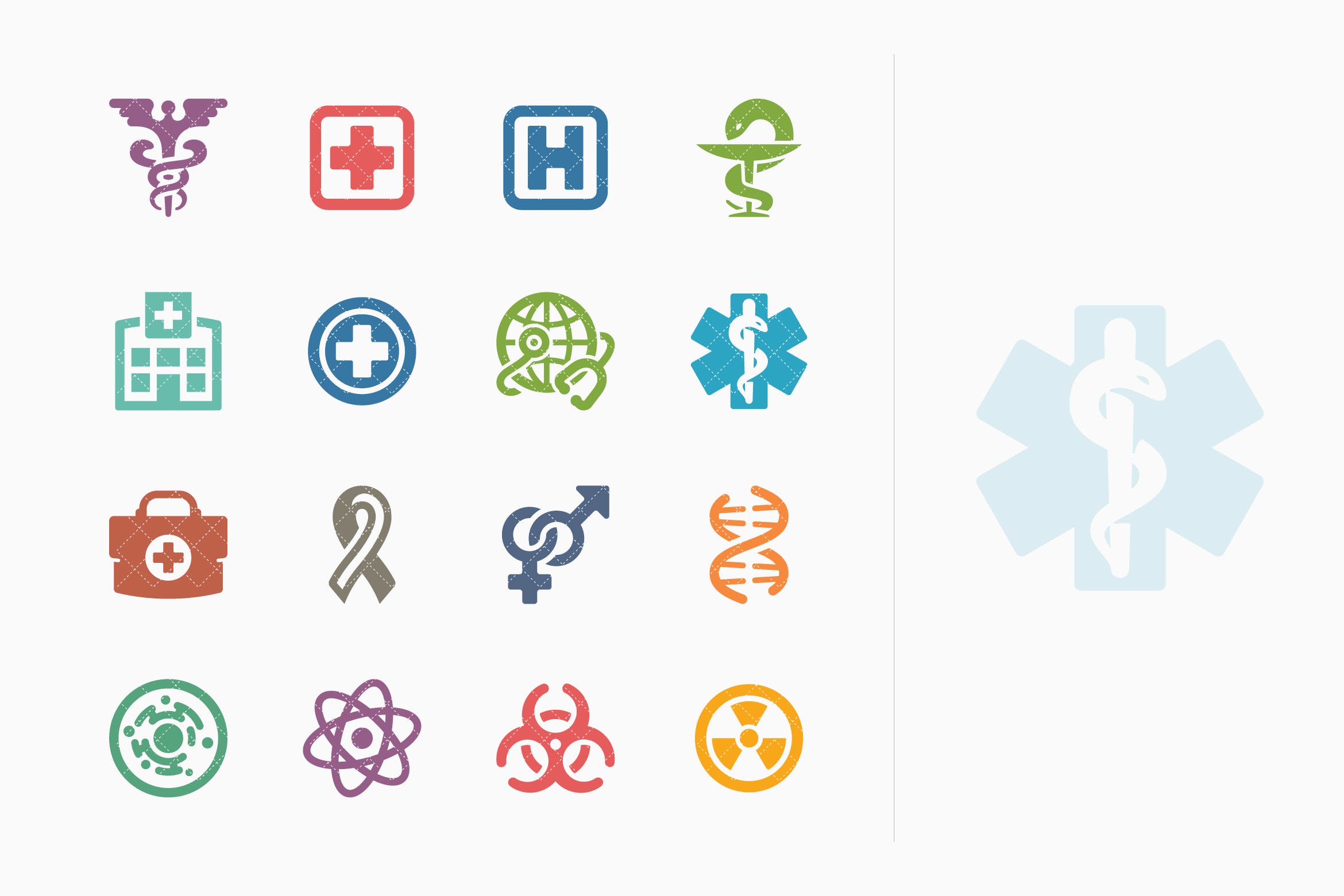 Colored系列-医疗保健主题矢量亿图网易图库精选图标集v1 Medical & Health Care Icons Set 1 – Colored Series插图