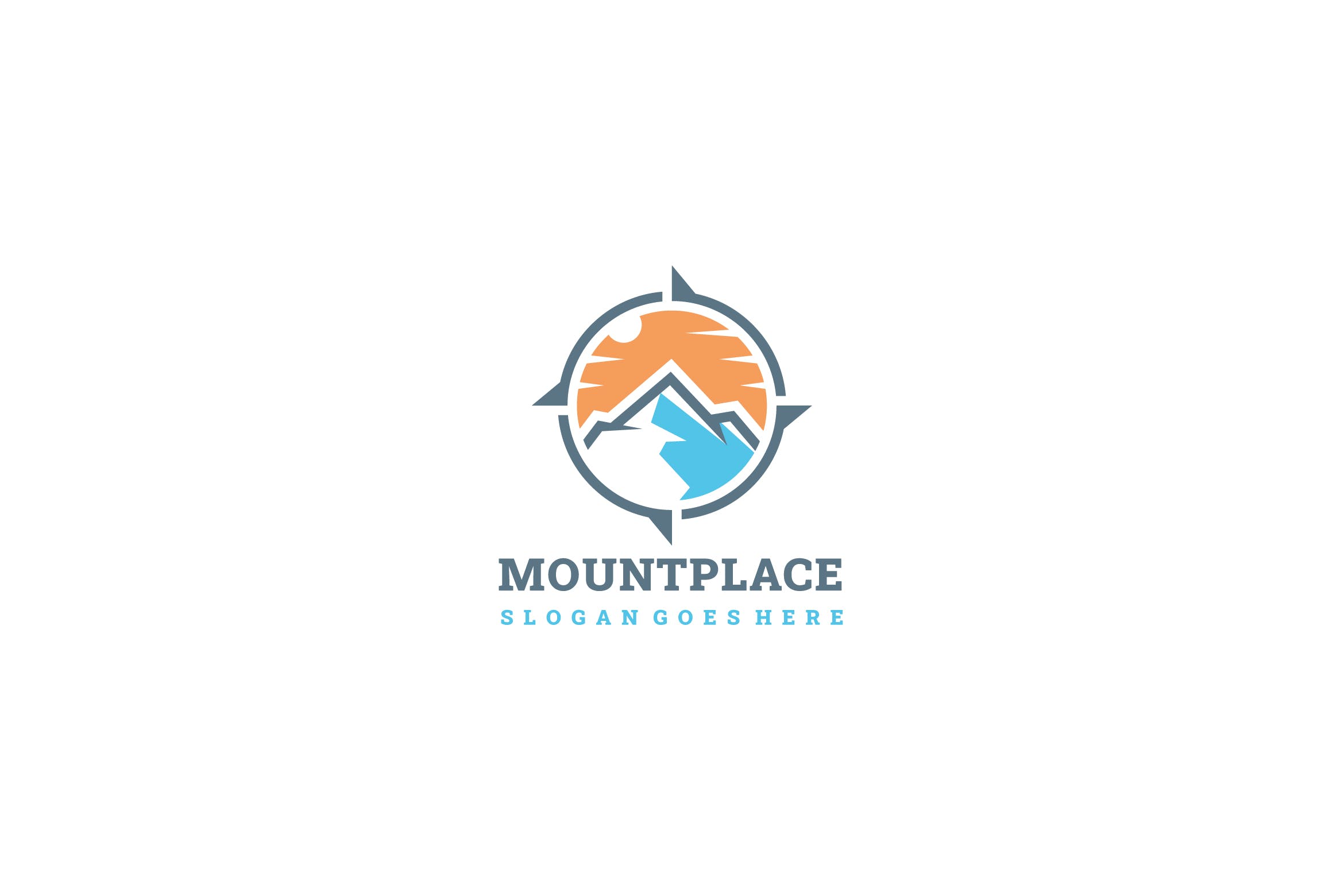 日落西山山脉图形Logo设计普贤居精选模板v1 Mountain Places Logo插图