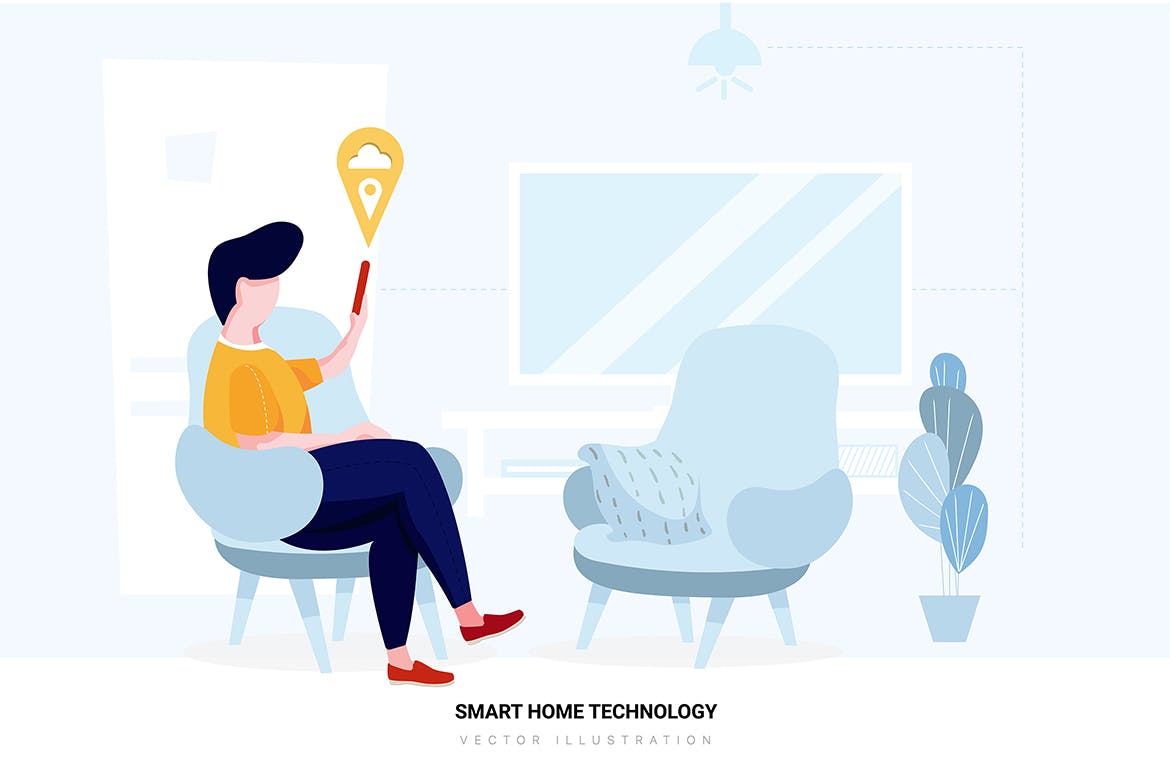 智能家居技术矢量场景插画素材 Smart Home Technology Vector Scenes插图(3)