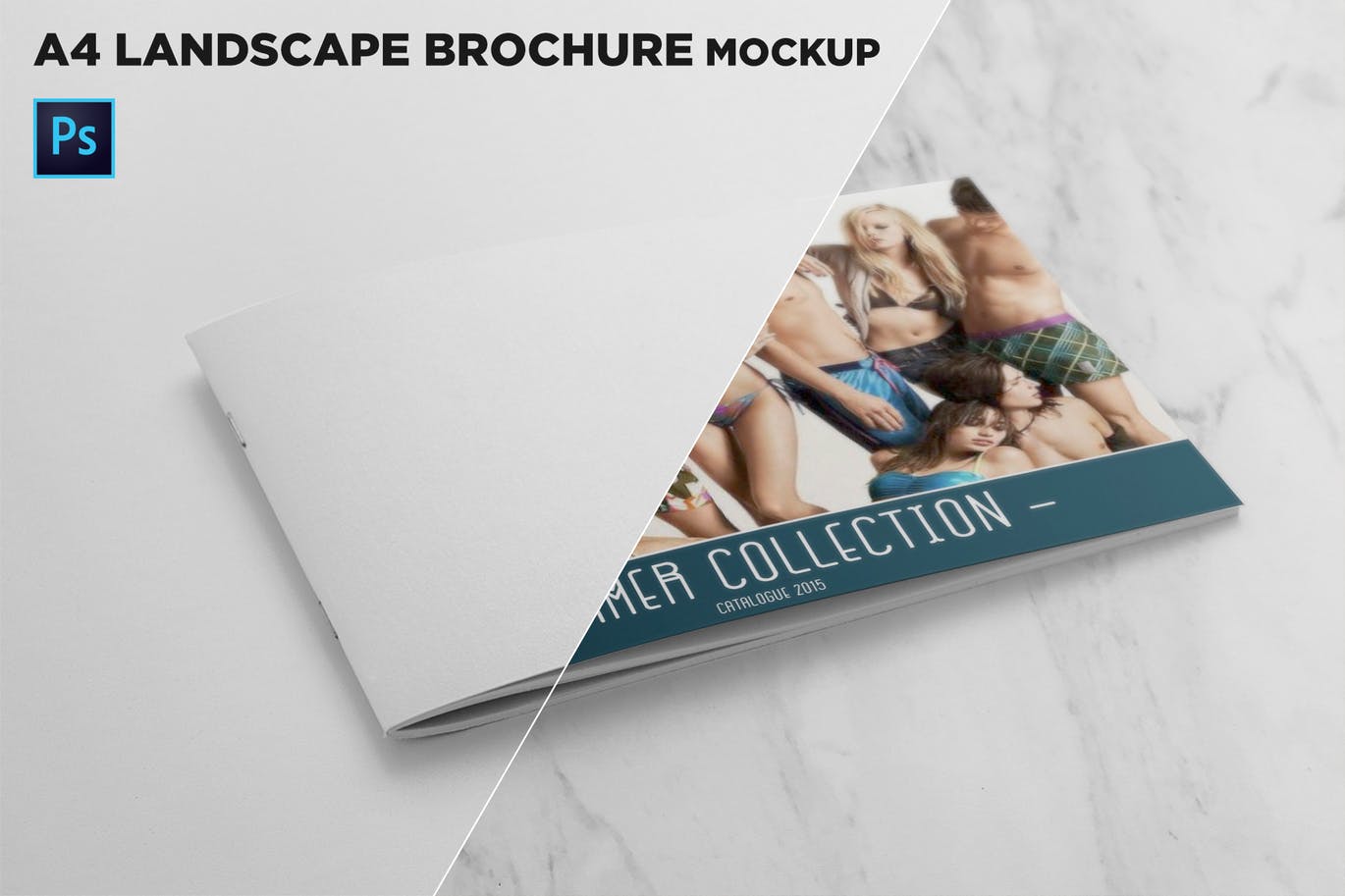 企业画册产品手册封面效果图样机非凡图库精选 Landscape Brochure Cover Mockup插图