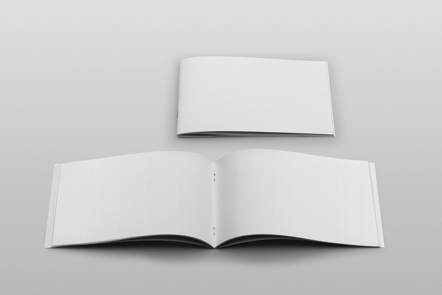 企业画册产品手册封面&内页版式设计正视图样机16图库精选 Cover & Open Landscape Brochure Mockup Front View插图(1)