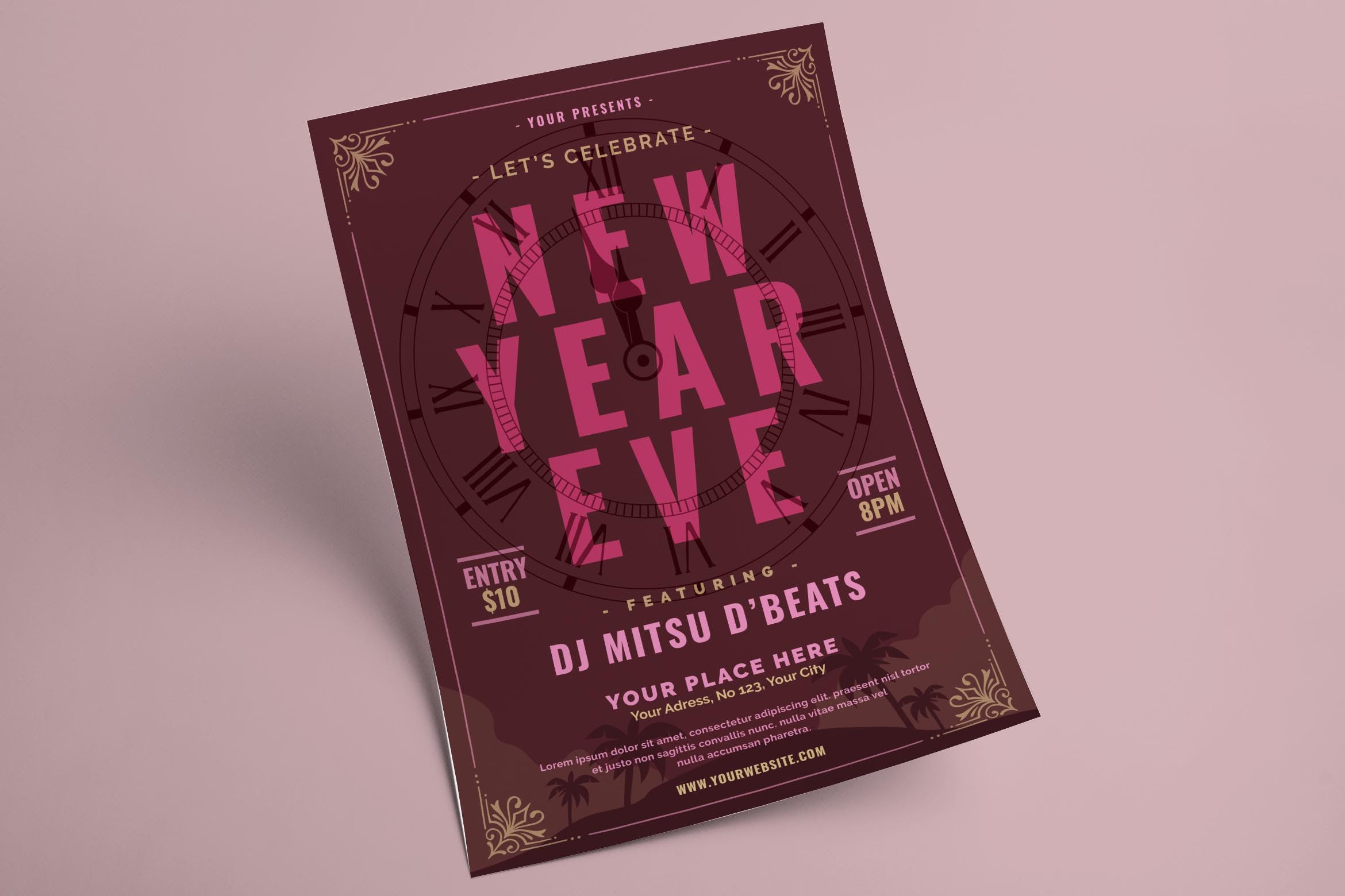 新年祝酒会活动宣传单模板v3 New Year Flyer插图