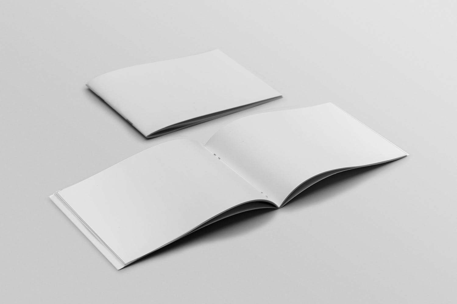 宣传画册/企业画册封面&内页版式设计45度角效果图样机素材库精选 Cover & Open Landscape Brochure Mockup插图(1)