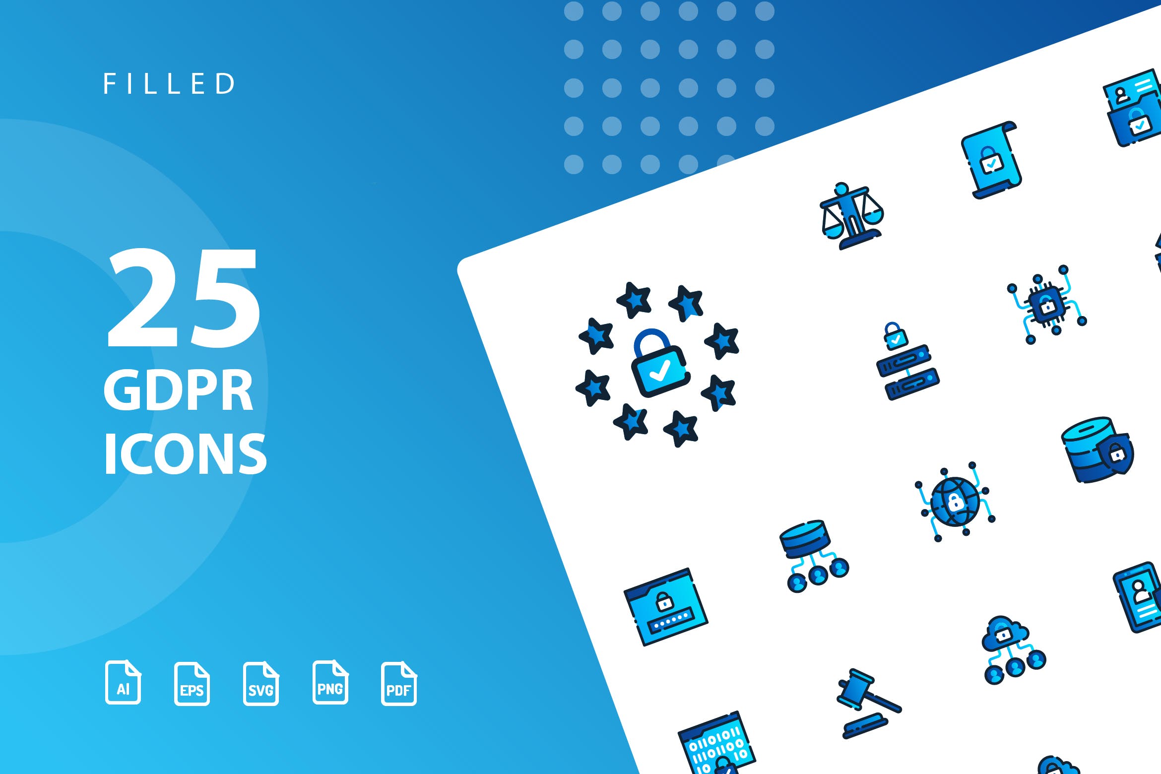 25枚GDPR通用数据保护条例主题填充16图库精选图标 GDPR Filled插图