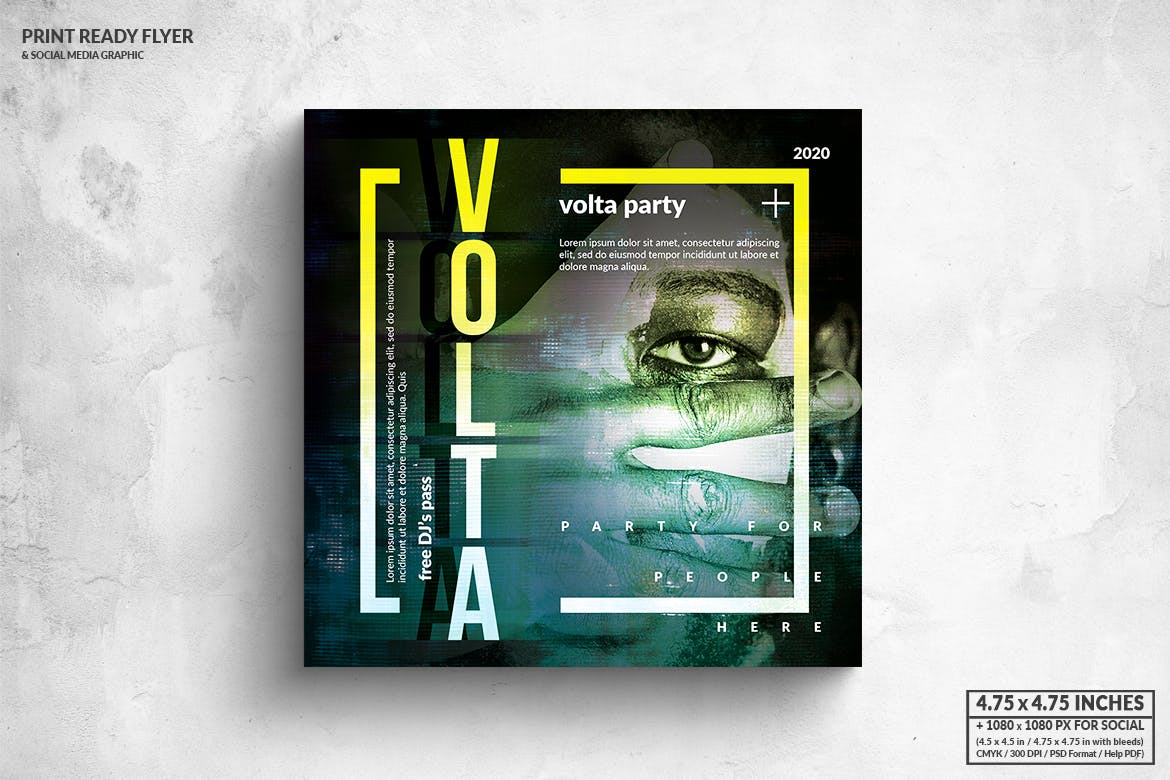 音乐先锋活动传单&社交广告图设计模板 Volta Music Square Flyer & Social Media Post插图(1)