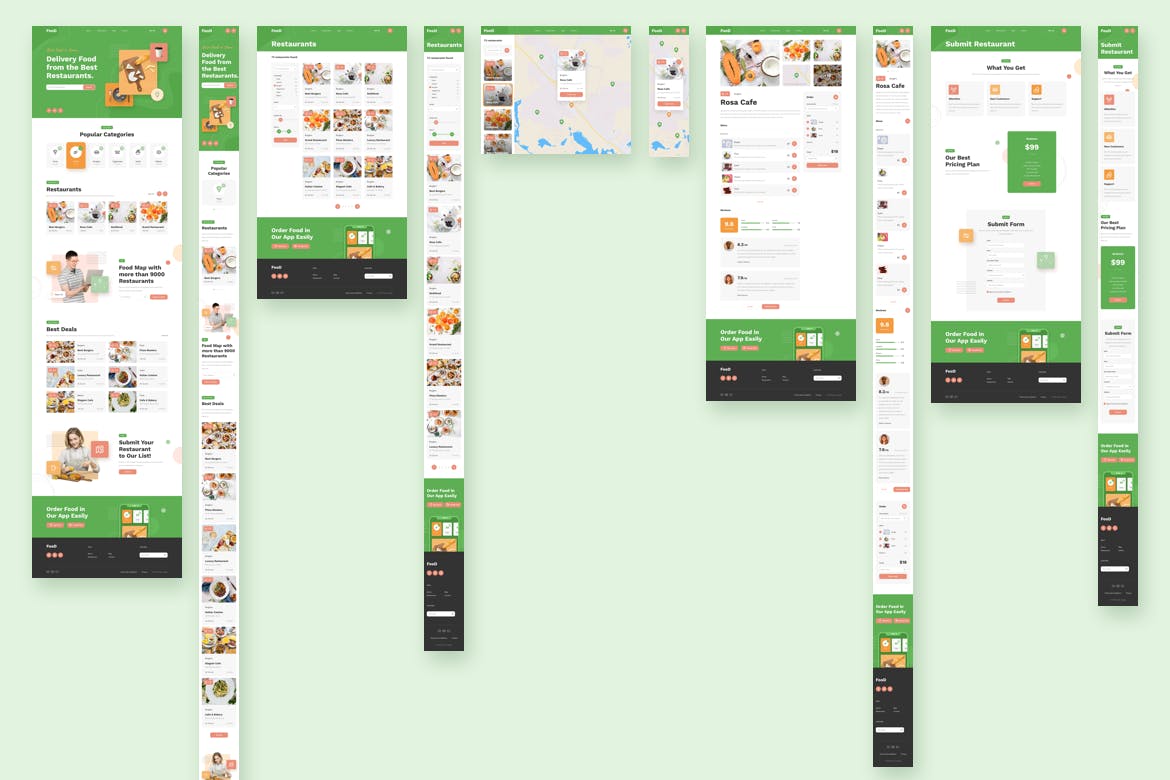 在线订餐/餐厅响应式网站设计素材库精选模板 Food Delivery Restaurant Responsive Template插图(1)