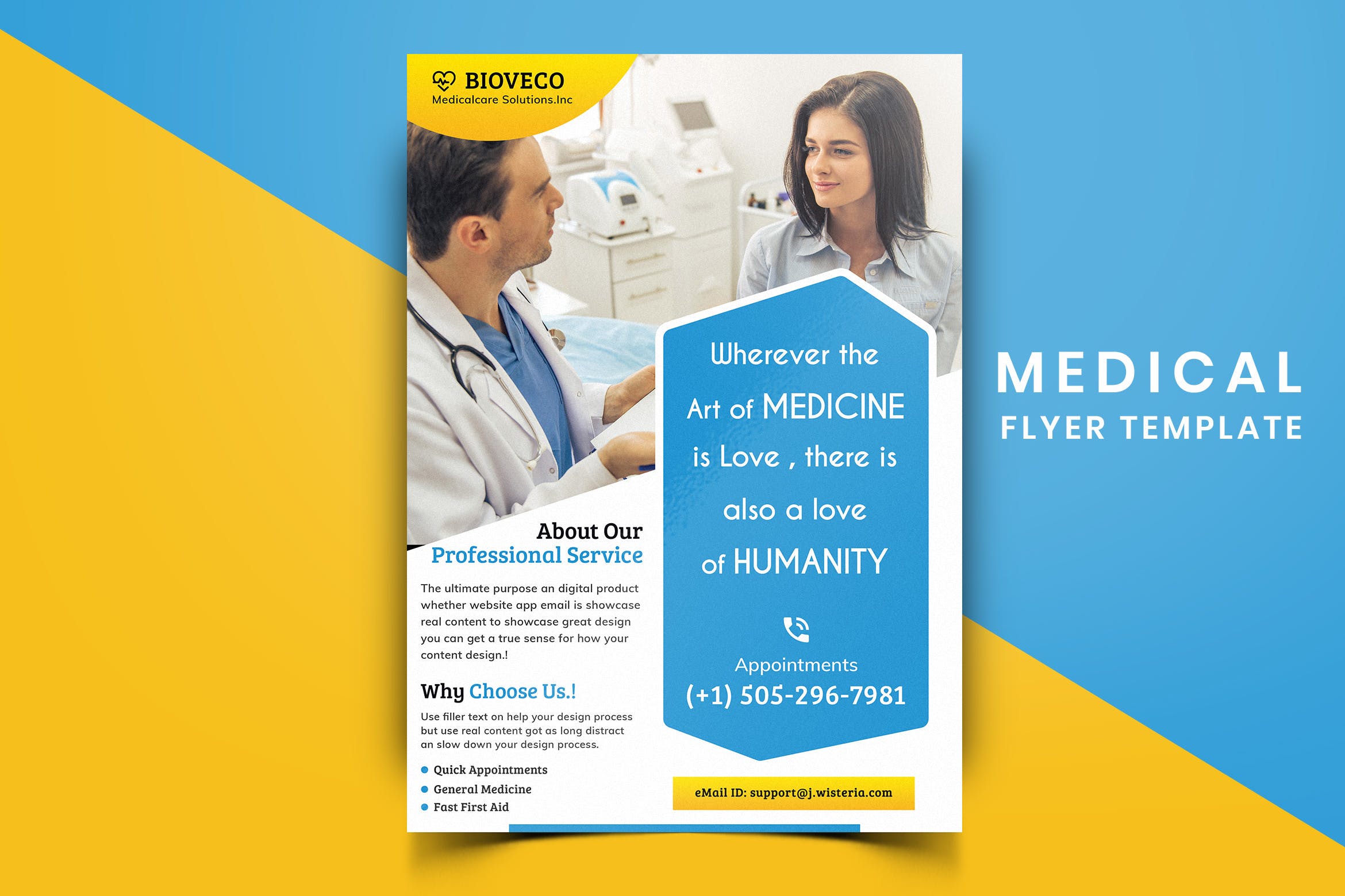 医院诊所医疗主题宣传单排版设计模板v01 Medical Flyer Template-01插图