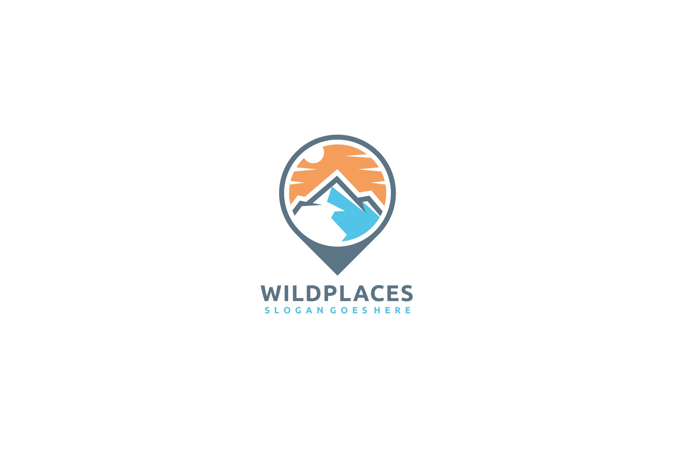 日落西山山脉图形Logo设计素材库精选模板v2 Wild Places Logo插图