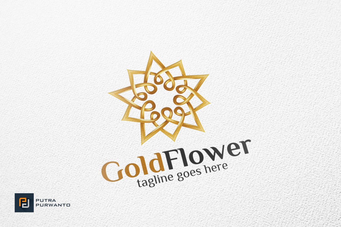 金色花卉几何图形/曼陀罗风格Logo设计16设计网精选模板 Gold Flower / Mandala – Logo Template插图(1)