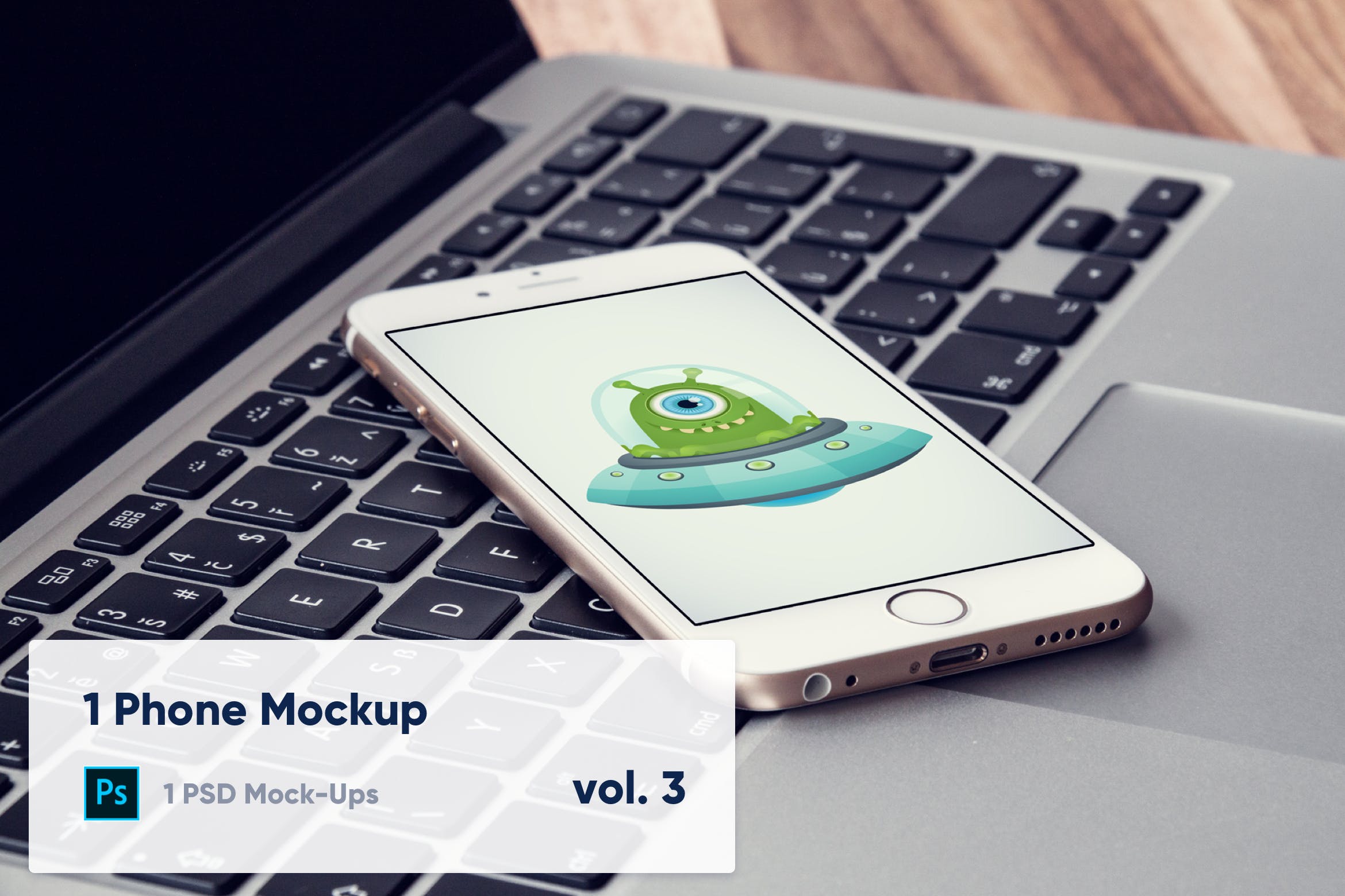 电脑办公桌上的iPhone手机屏幕演示素材库精选样机v2 1 Phone Mockup on Laptop – Vol. 2插图