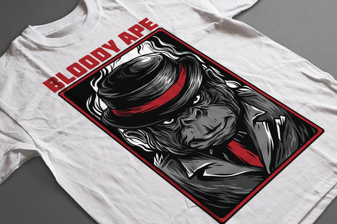 血猿潮牌T恤印花图案普贤居精选设计素材 Bloody Ape插图(2)