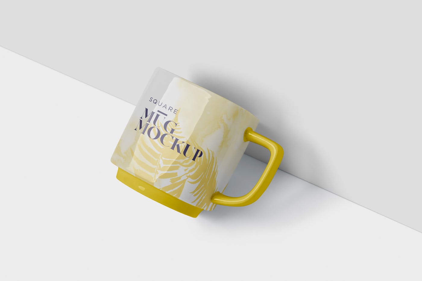 方形马克杯图案设计16设计网精选模板 Mug Mockup – Square Shaped插图(2)