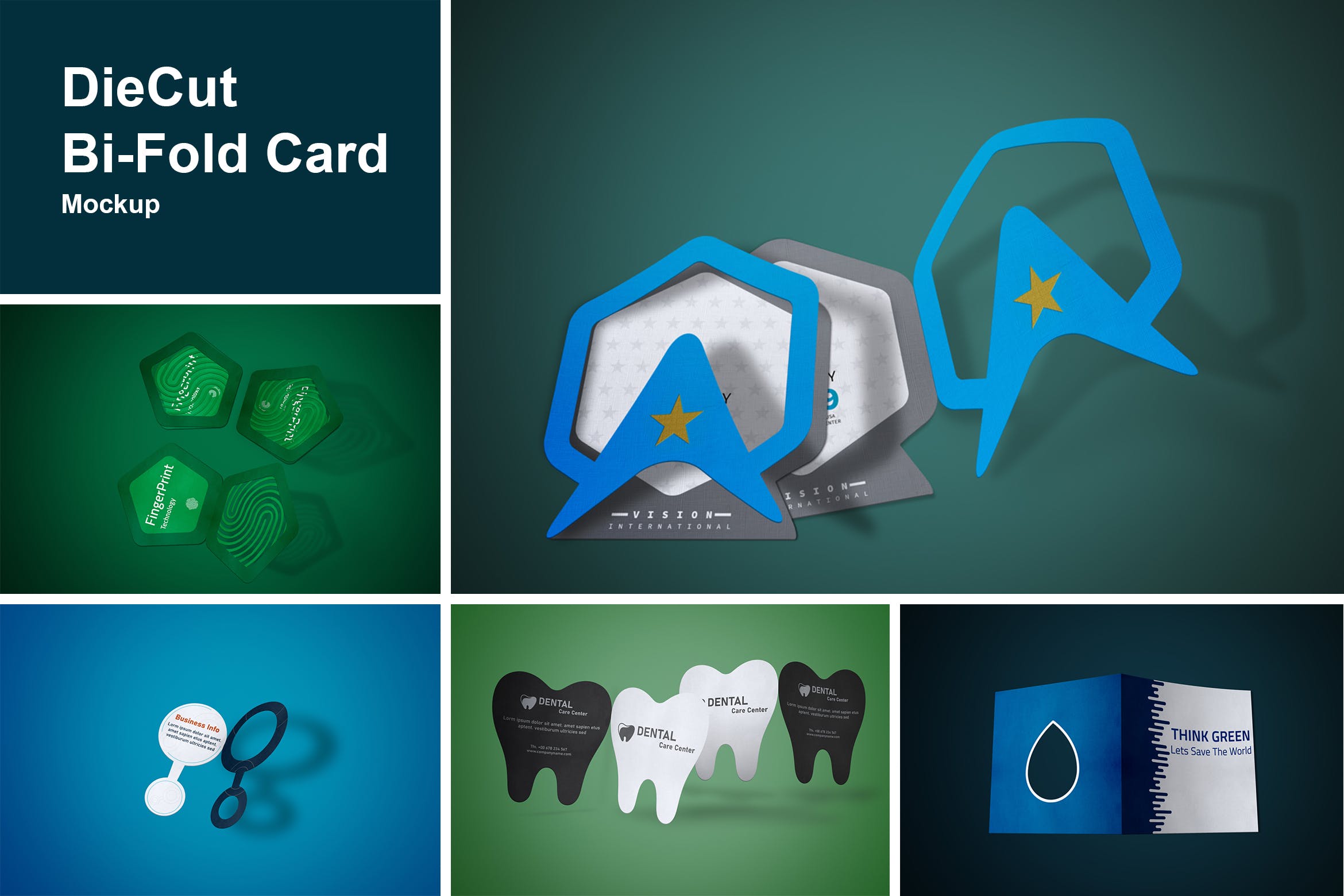 DieCut裁切工艺折叠卡片设计图素材库精选 DieCut Bi-Fold Card Mockup插图
