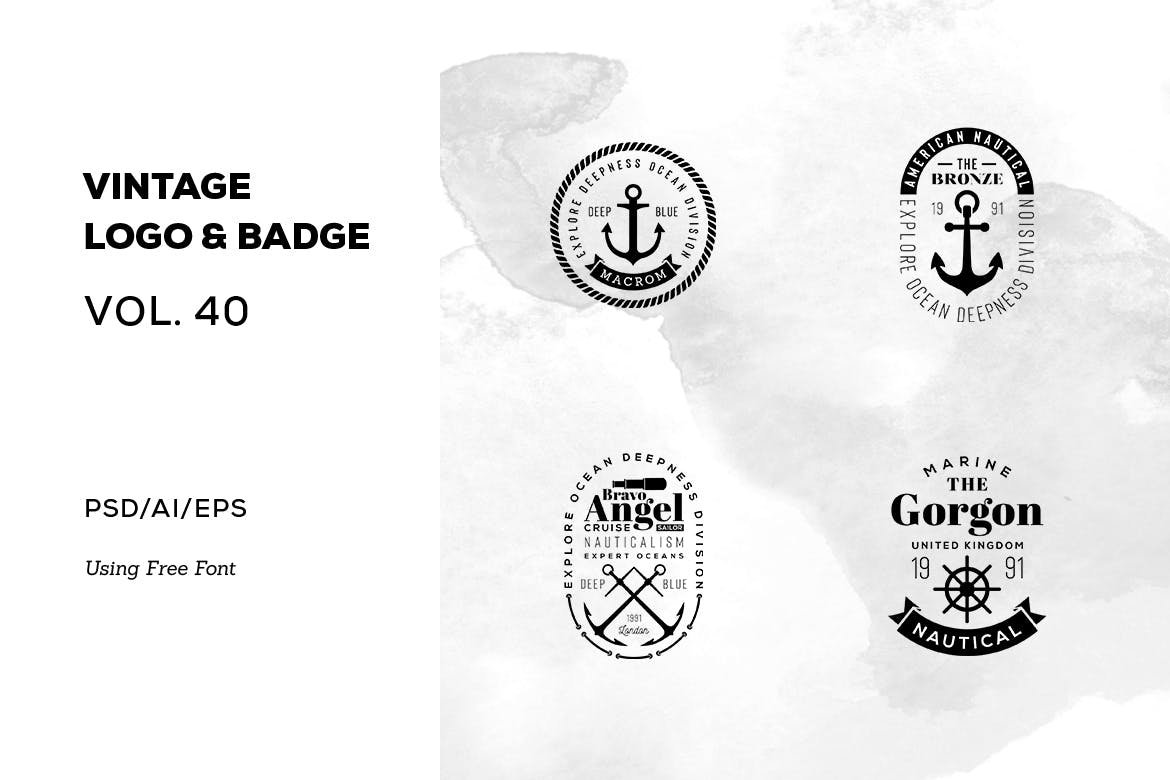 欧美复古设计风格品牌16设计网精选LOGO商标模板v39 Vintage Logo & Badge Vol. 39插图
