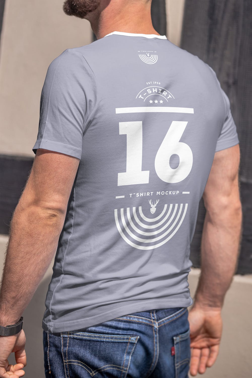 男士印花T恤真实模特上身效果图样机16设计网精选模板 T-Shirt Mock-up 5插图(9)