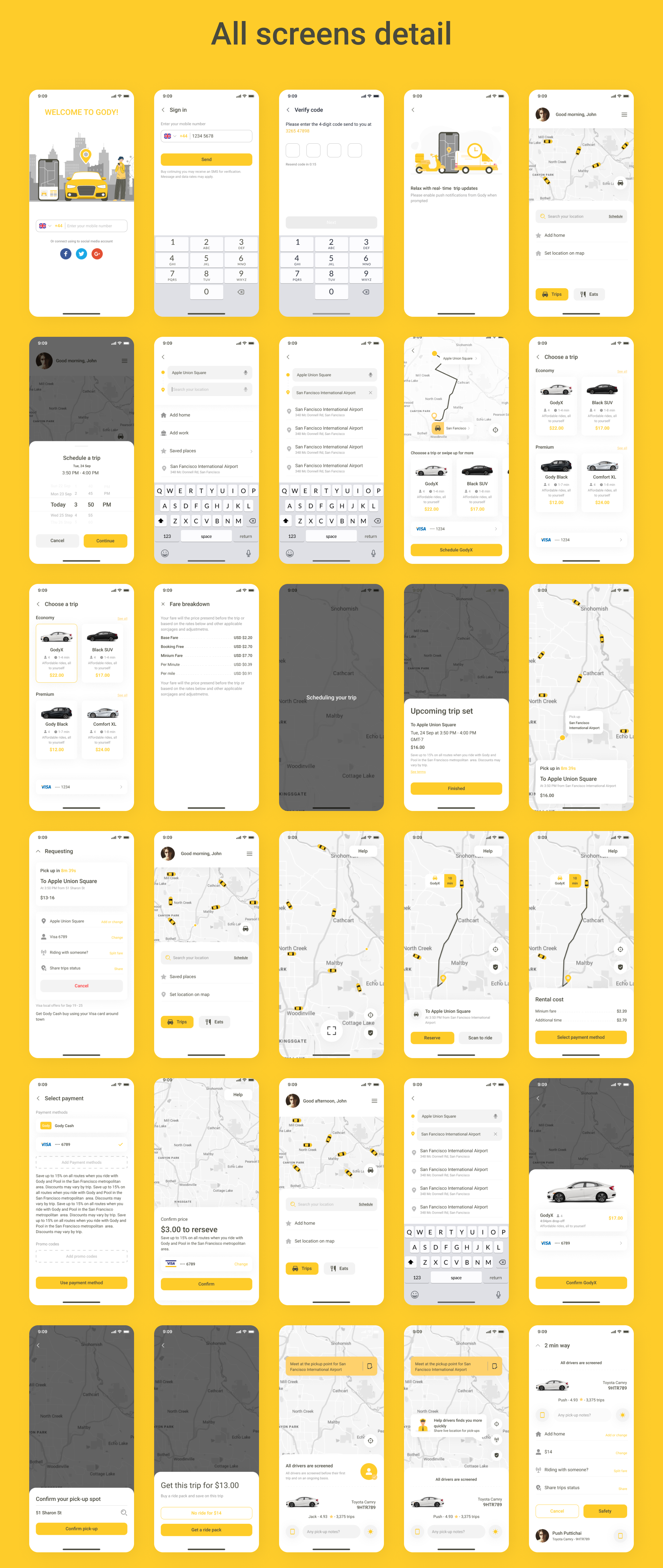 素材库下午茶：汽车预订移动应用程序App UI套件插图(1)