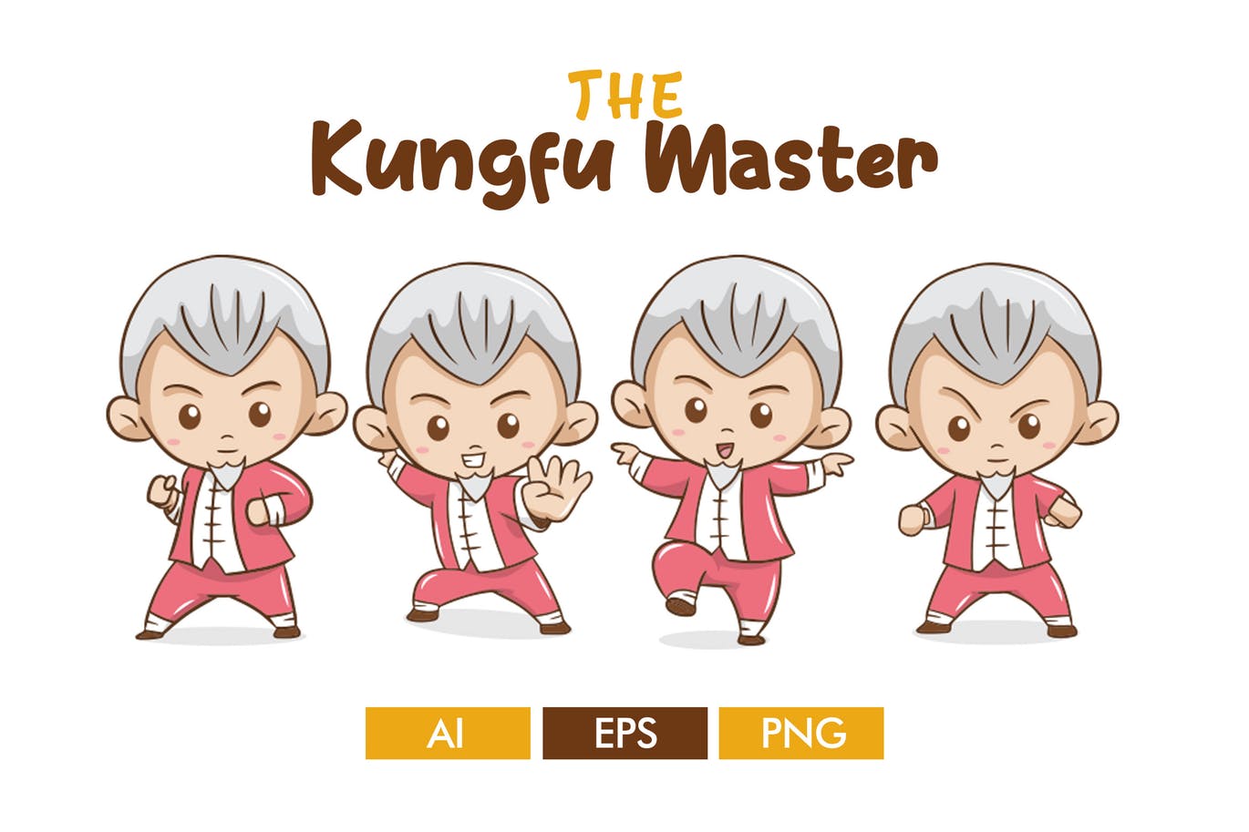 卡通形象功夫大师矢量普贤居精选设计素材 The Kungfu Master插图