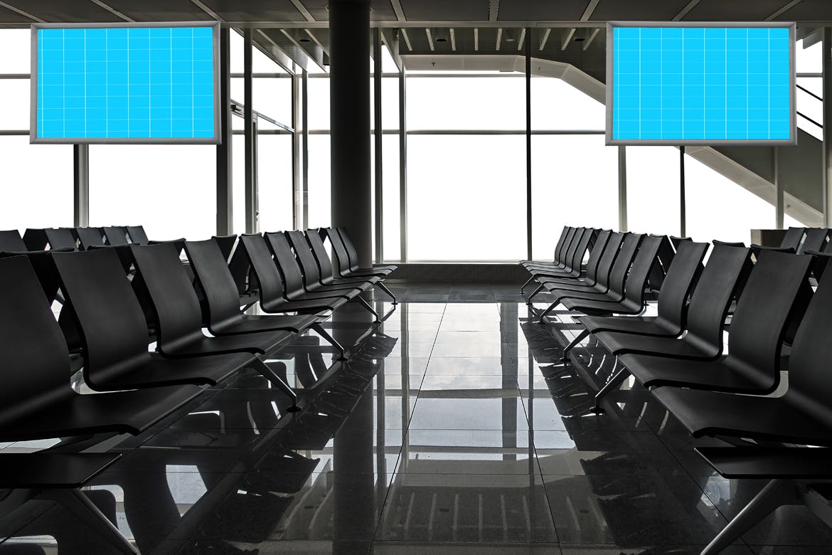 机场航站楼电视屏幕广告设计效果图样机素材库精选v01 Airport_Terminal-01插图(1)