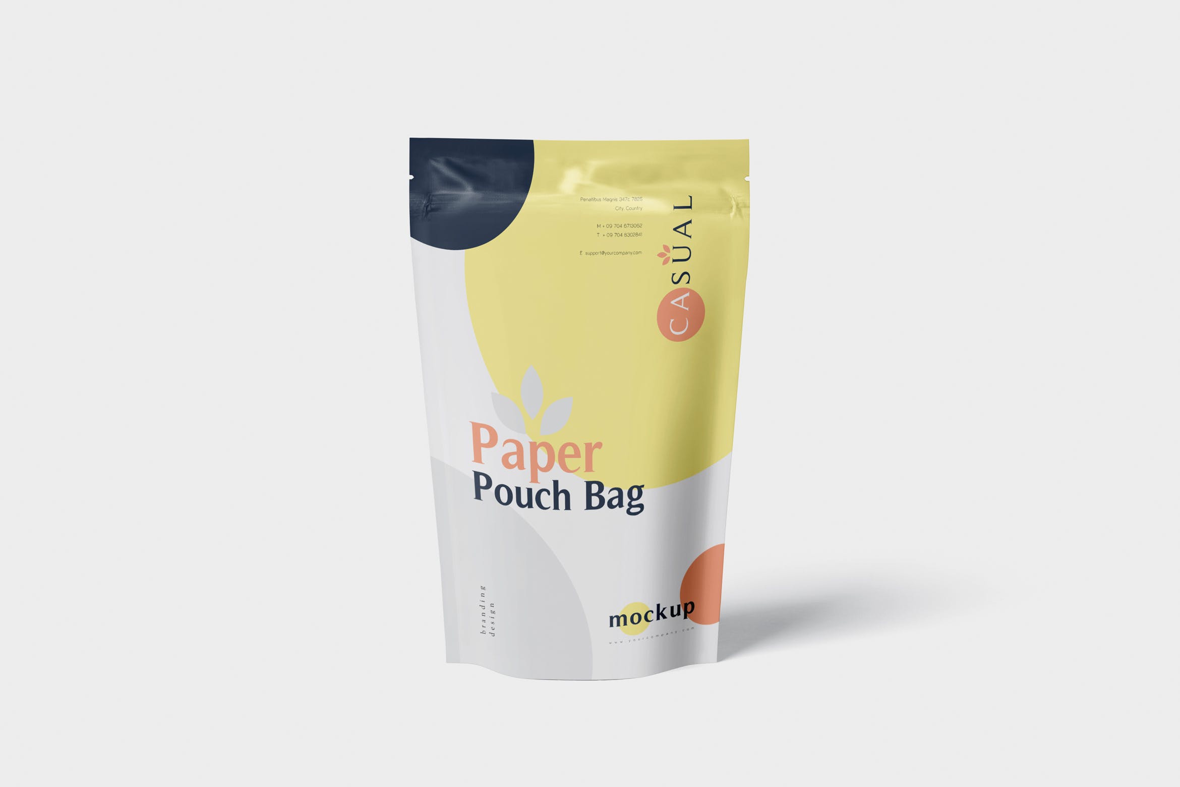 食品自封袋包装设计效果图素材库精选 Paper Pouch Bag Mockup – Large Size插图