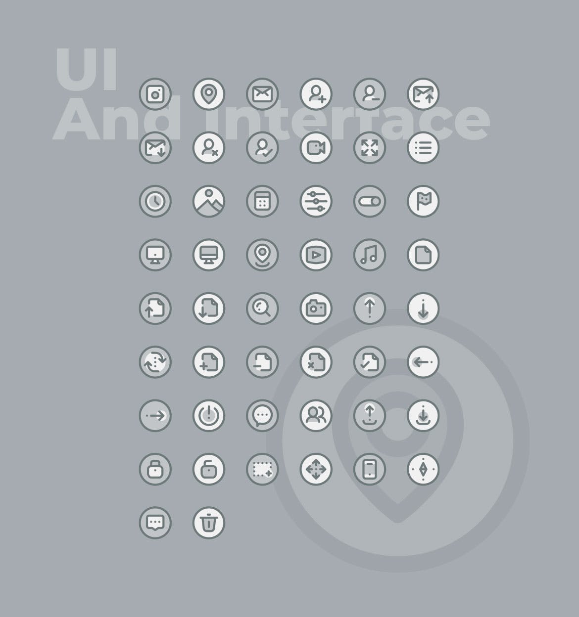 50枚UI用户界面主题双色调矢量亿图网易图库精选图标 50 UI And Interface Icons  –  Two Tone Style插图(1)