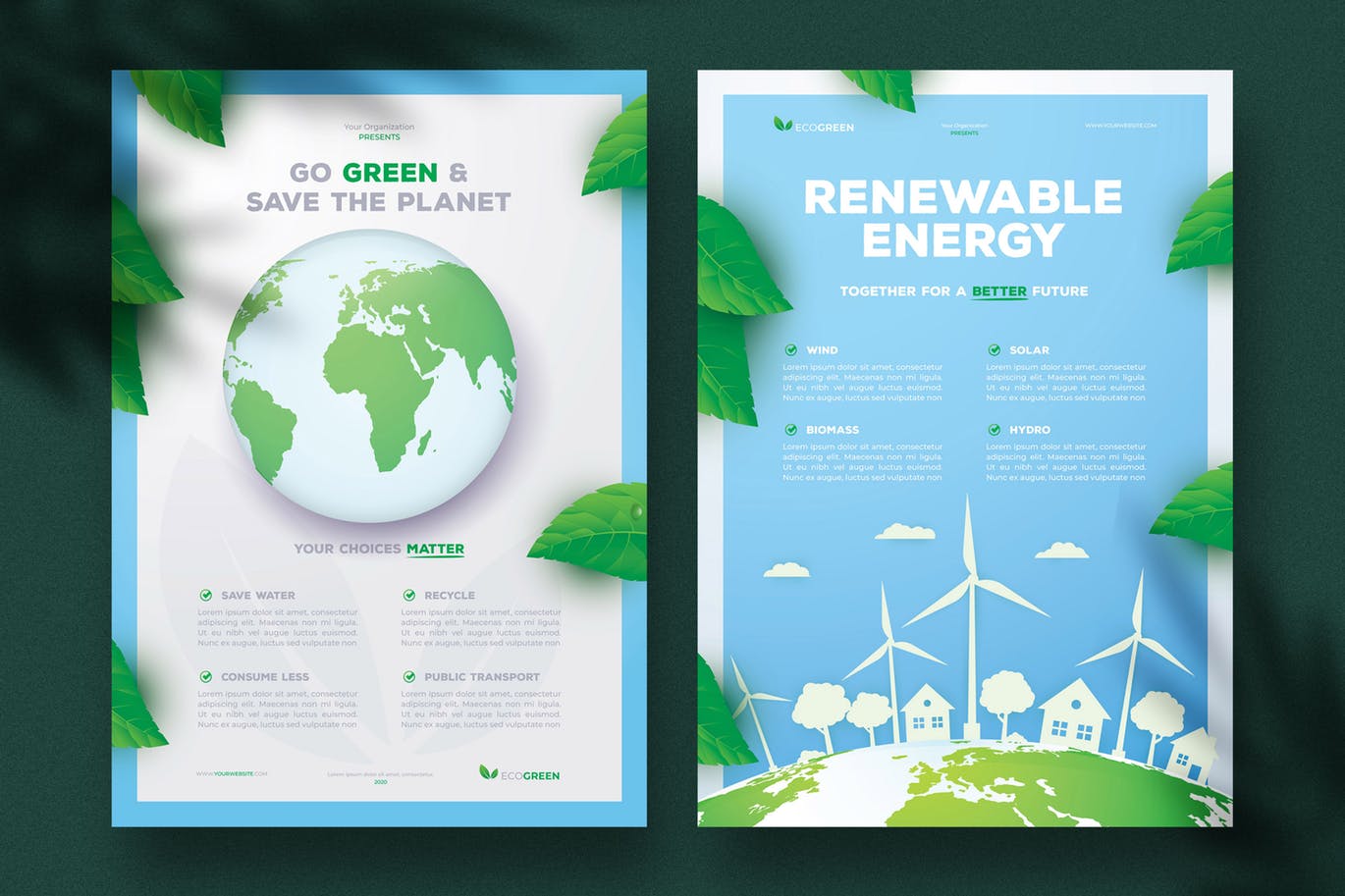绿色环保/新能源主题传单模板 Ecology Flyer Templates插图