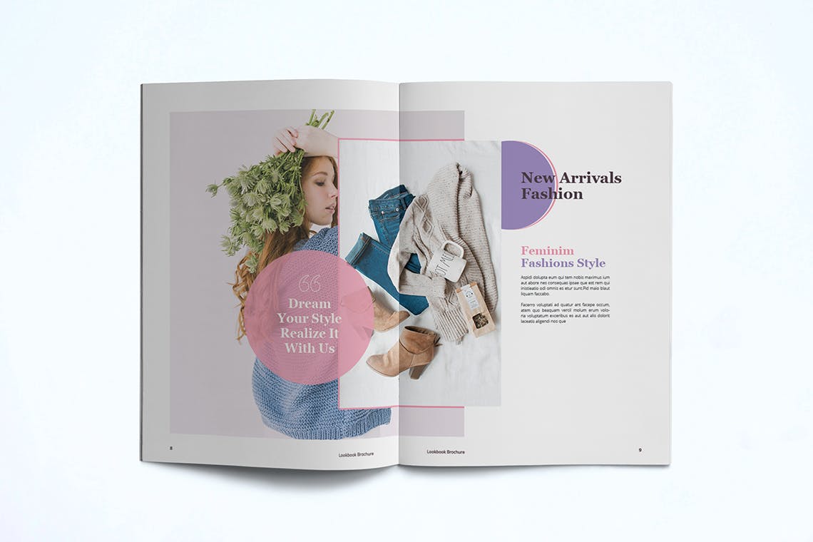 时装订货画册/新品上市产品普贤居精选目录设计模板v3 Fashion Lookbook Template插图(6)