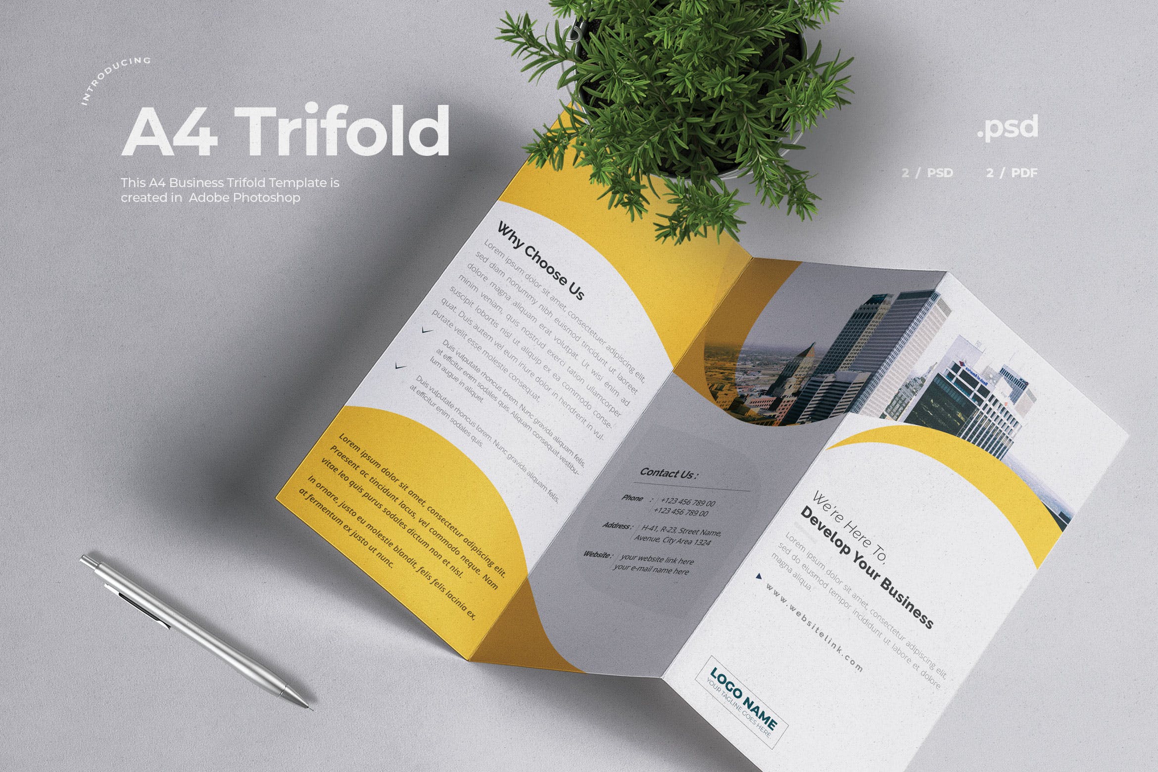 企业三折页版式设计宣传小册设计模板v1 Business Trifold Brochure插图
