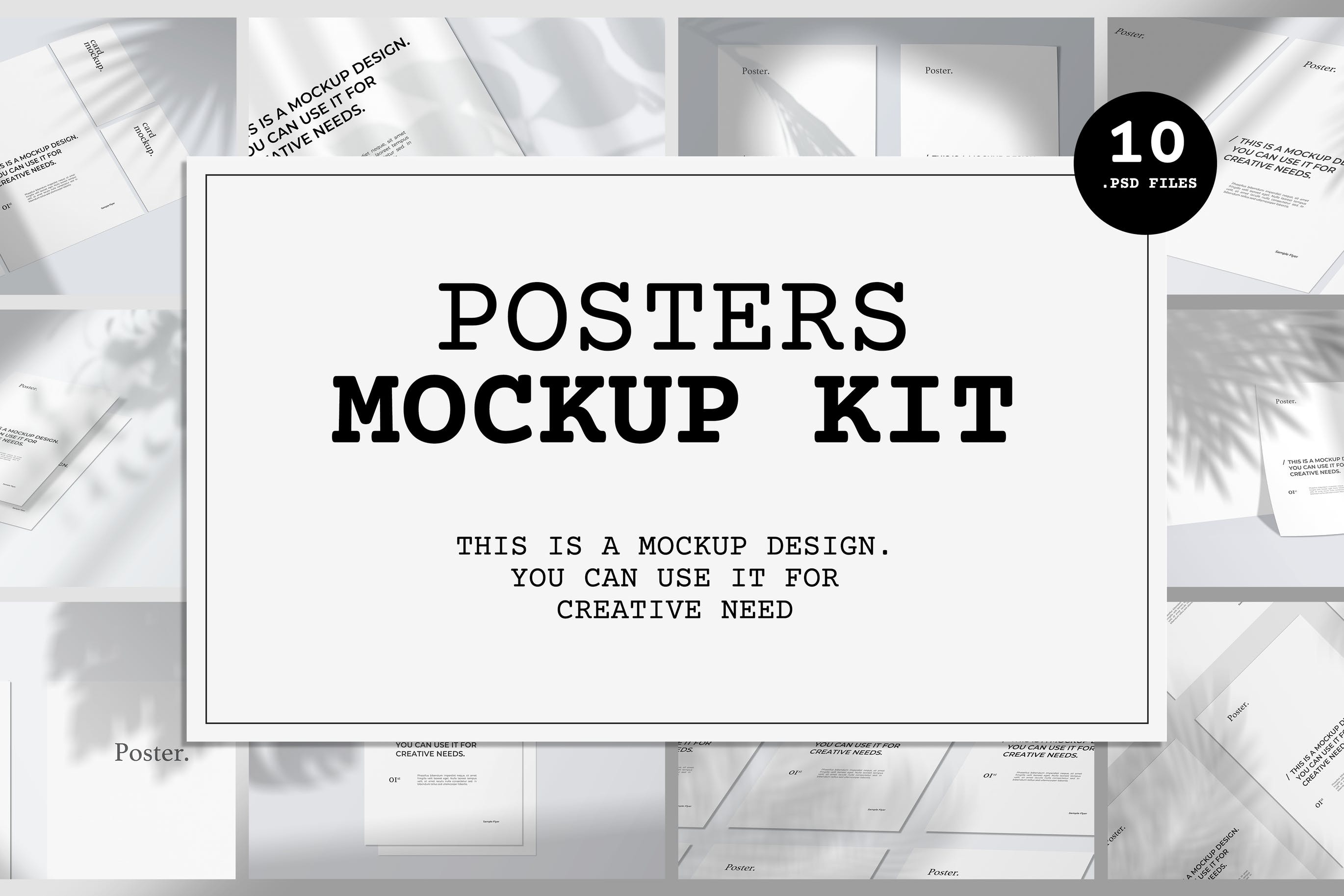10个不同视角植物阴影背景海报设计效果图样机素材库精选 Poster Mockup Kit插图