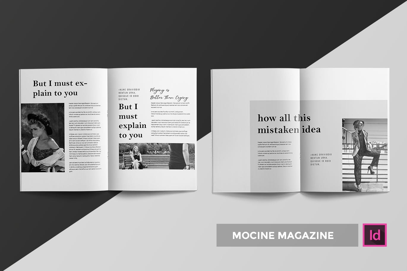 高端人物/摄影/时尚主题素材库精选杂志版式排版设计INDD模板 Mocine | Magazine Template插图(1)