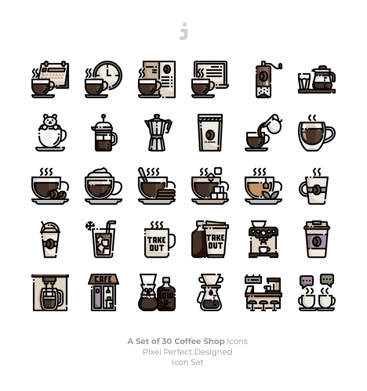 30枚咖啡/咖啡店矢量素材库精选图标素材 30 Coffee Shop Icons插图(1)