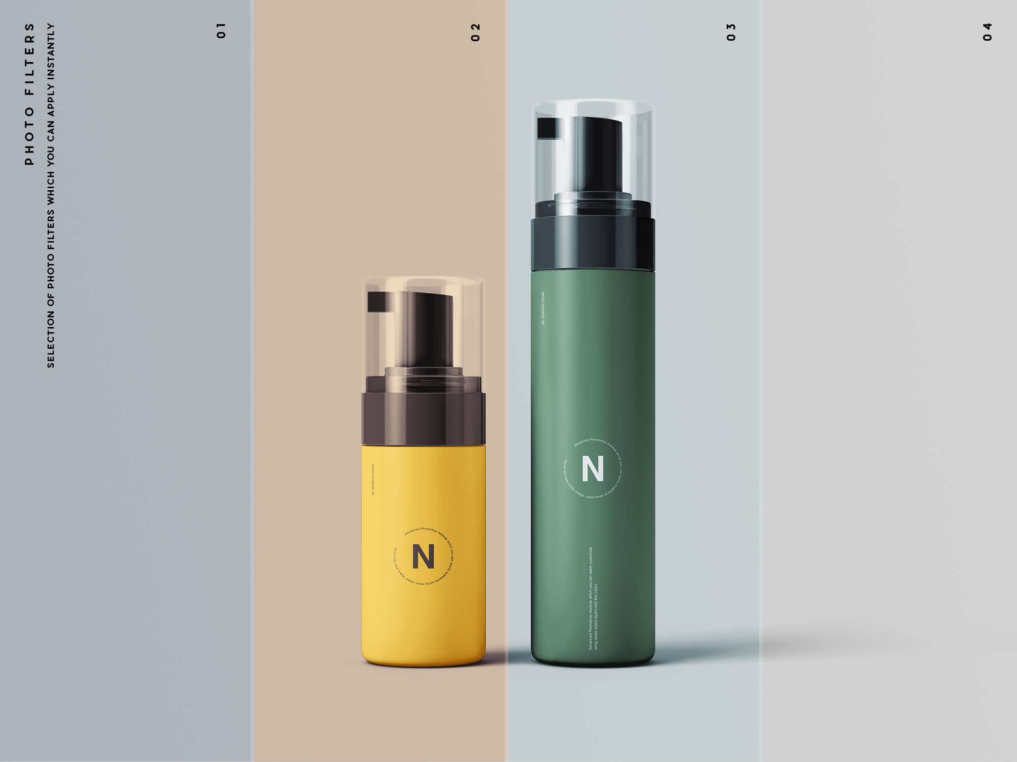 按压式化妆品护肤品瓶外观设计素材中国精选模板 Cosmetic Bottles Packaging Mockup插图(10)