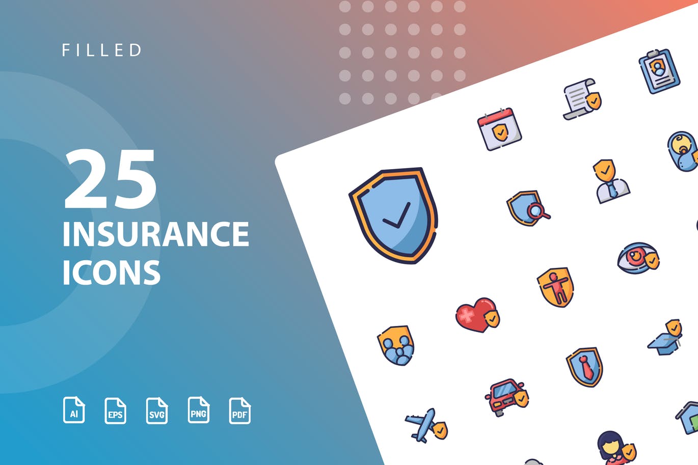25枚保险行业填充16图库精选图标设计素材 Insurance Filled插图