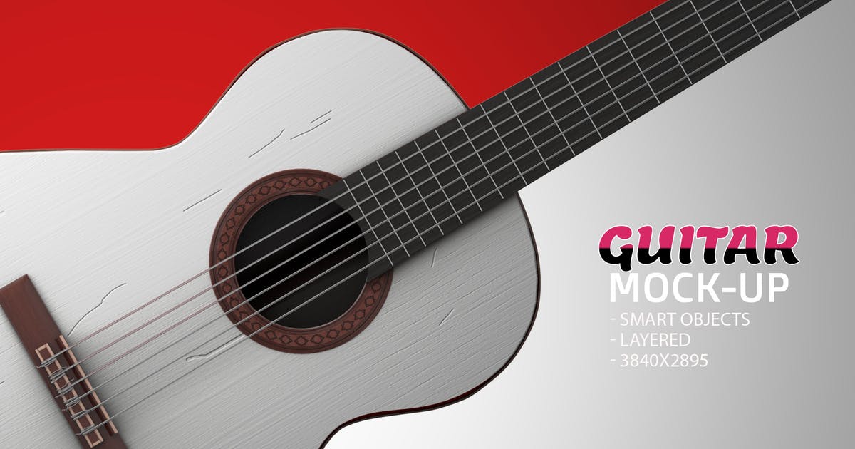 吉他产品外观设计效果图非凡图库精选模板v5 Guitar Face PSD Mock-up插图