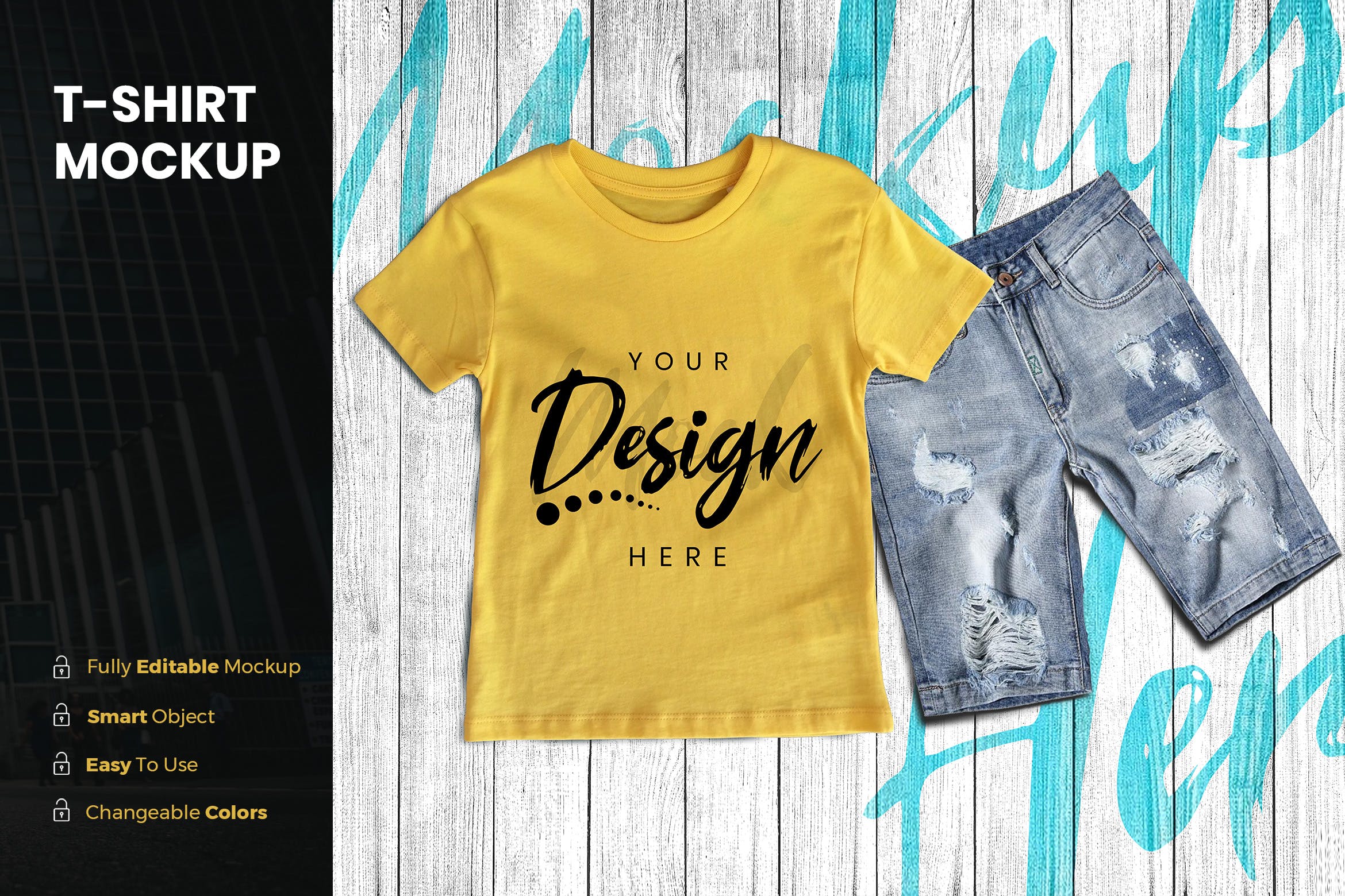 男童印花T恤图案设计预览样机16设计网精选模板 TShirt Mockup插图