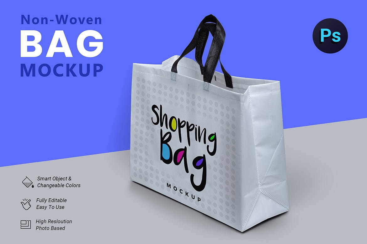无纺布购物袋外观设计图素材库精选 Non Woven Bag Mockup插图(1)