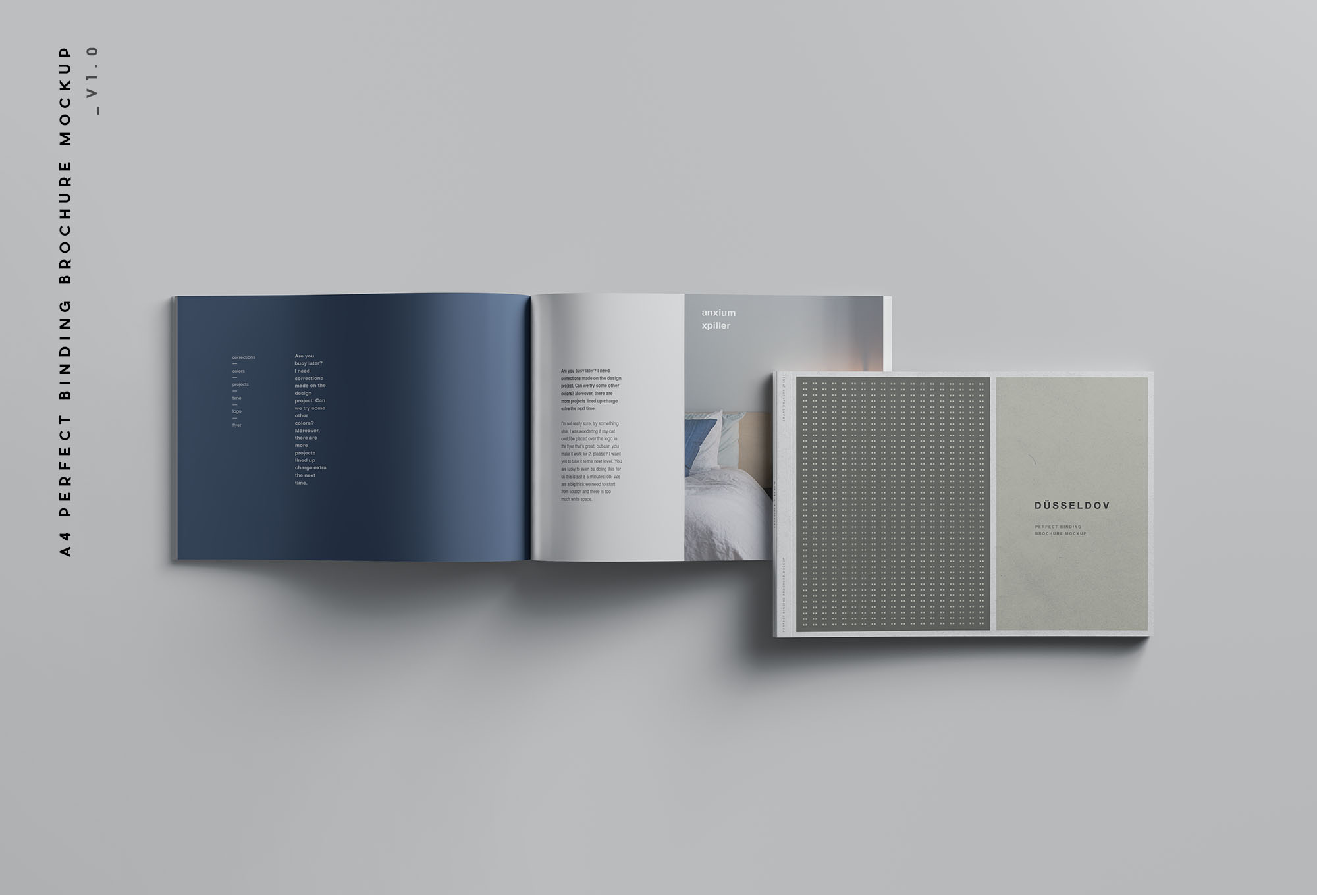 A4规格企业画册/产品手册封面&内页排版设计展示样机16设计网精选 A4 Landscape Perfect Binding Brochure Mockup插图