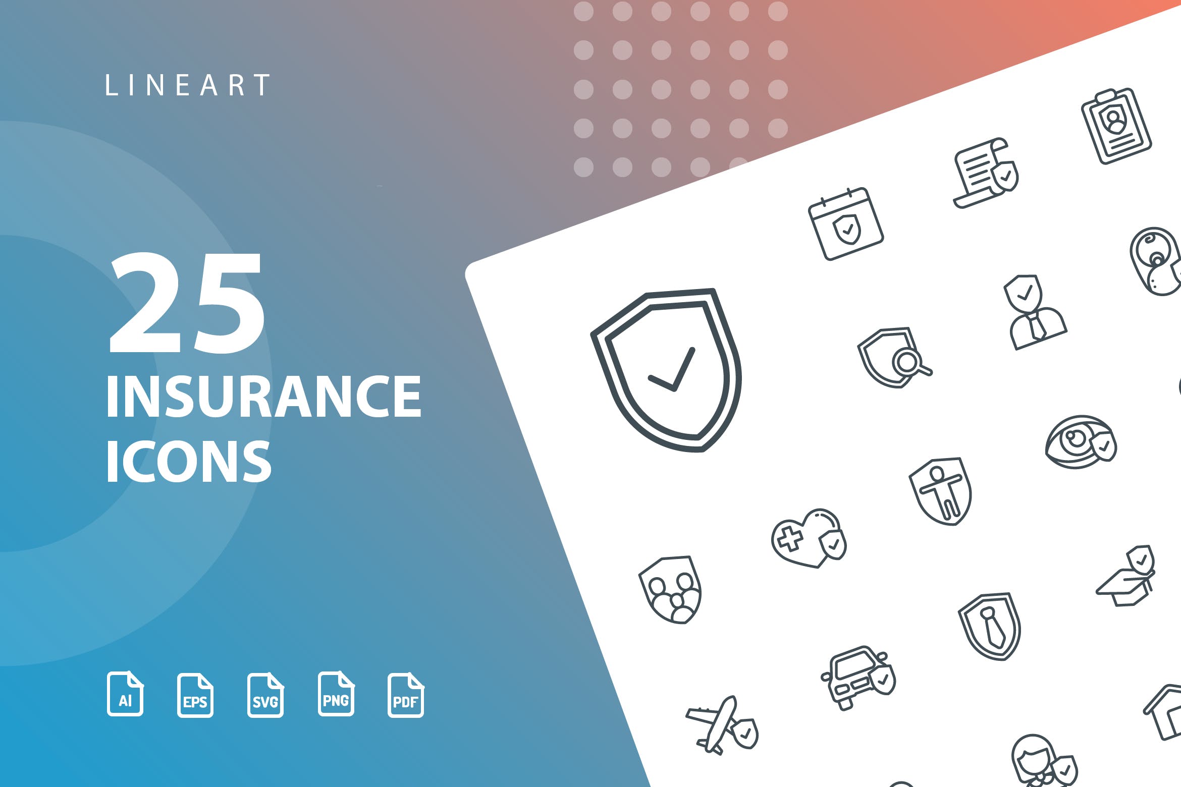25枚保险行业线性16设计素材网精选图标素材 Insurance Lineart插图