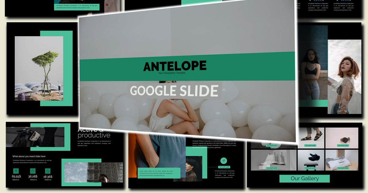 新品发布会暗黑风格Lookbook亿图网易图库精选谷歌演示模板 Antelope Lookbook Dark Google Slides Presentation插图