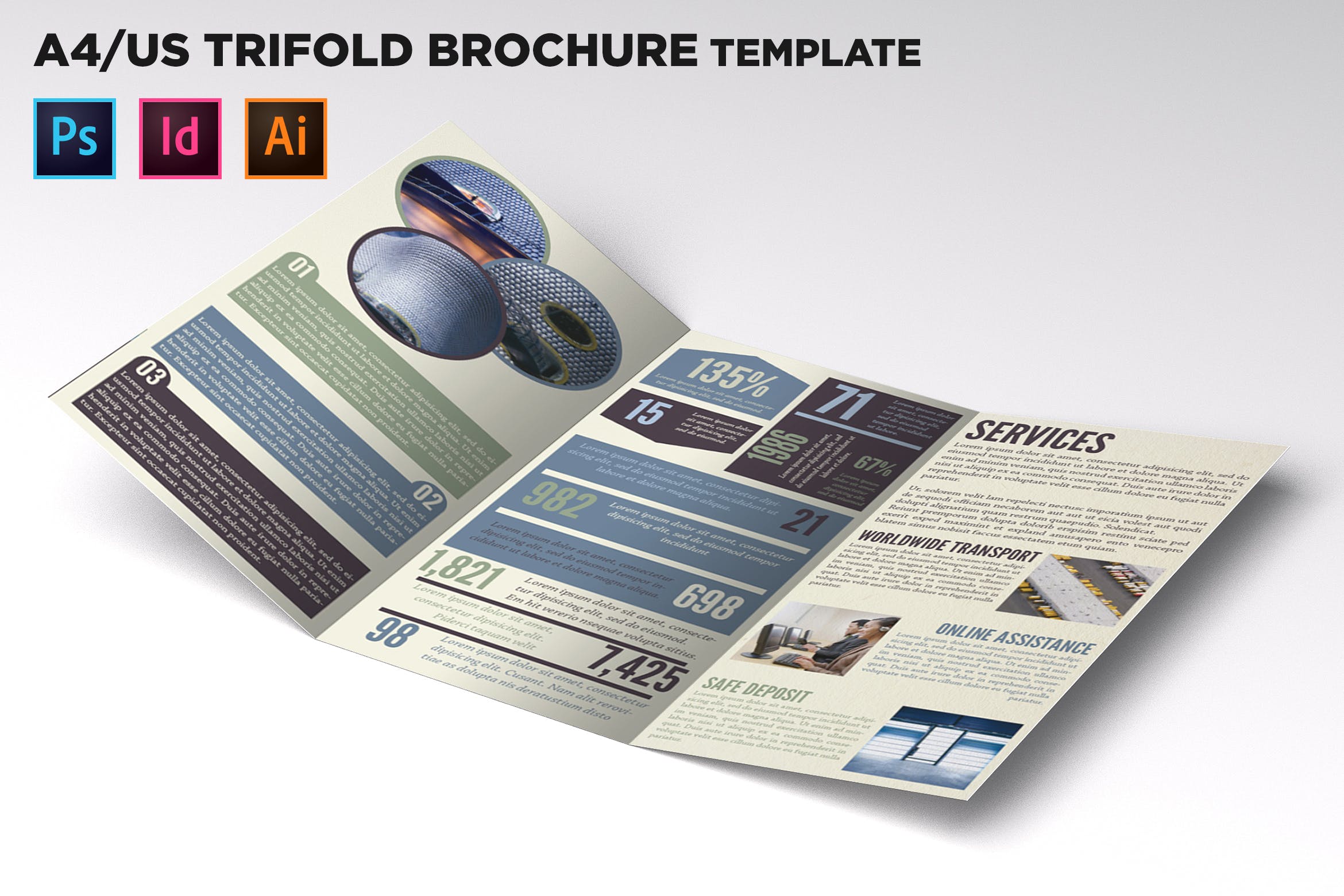 信息图表类型商业宣传三折页传单设计模板 Infographic Business Trifold Brochure Template插图