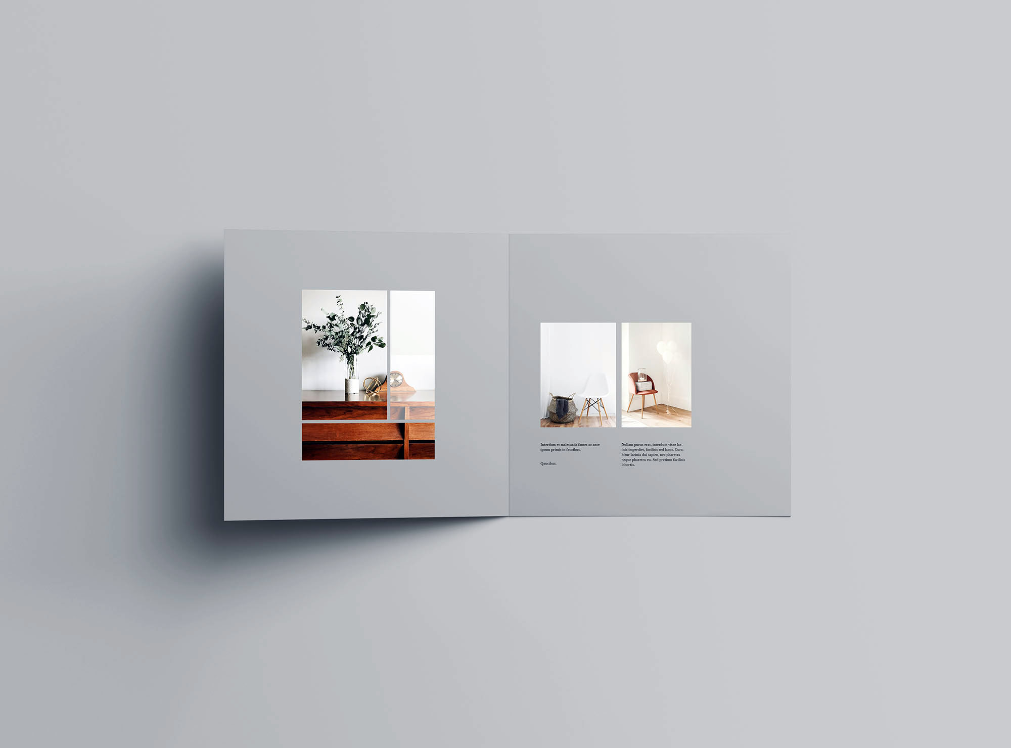 方形双折叠小册子封面&内页设计图样机非凡图库精选 Square Bifold Brochure Mockup插图(4)