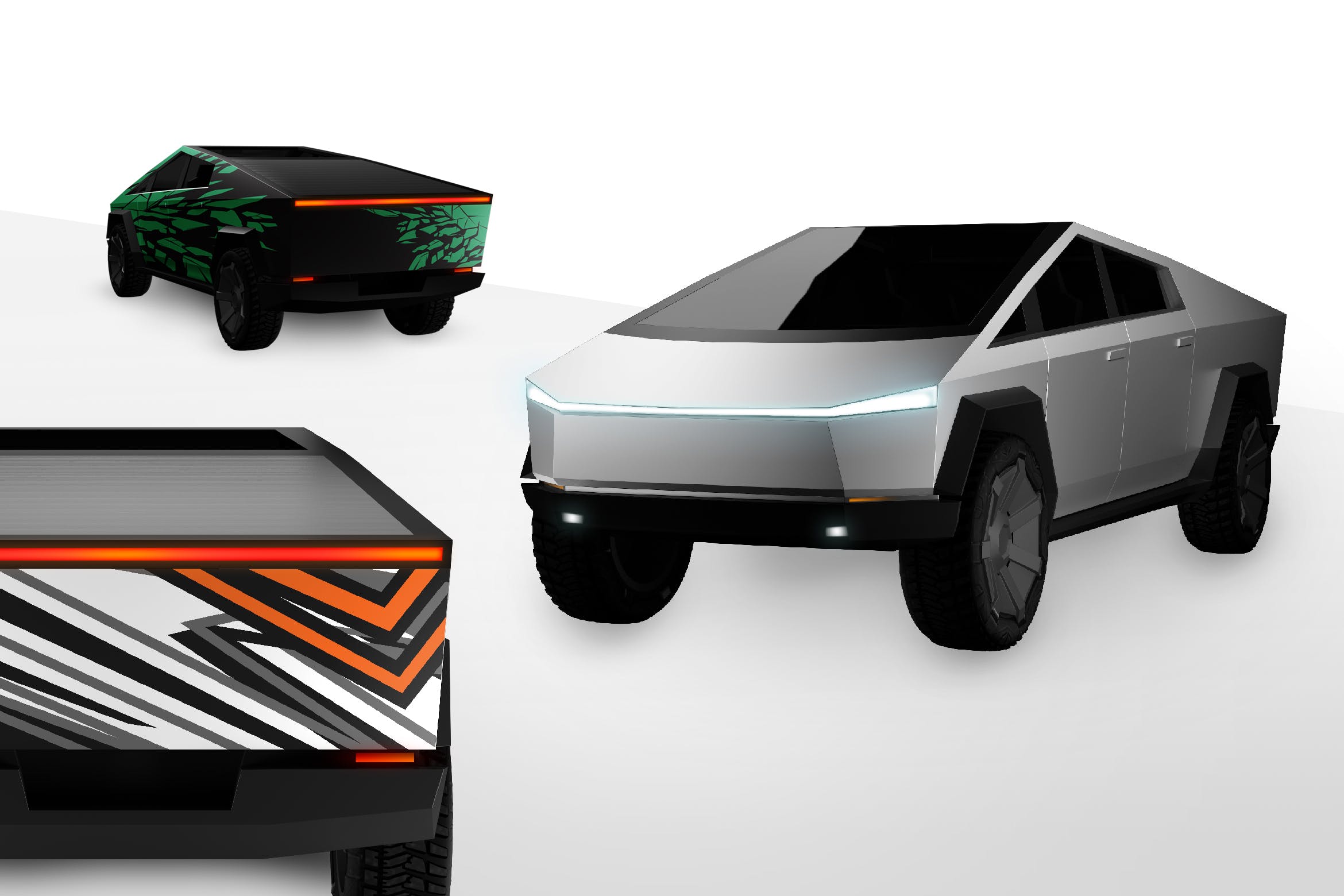 特斯拉电动卡车外观印花设计16设计网精选 Tesla Cybertruck Mockups插图