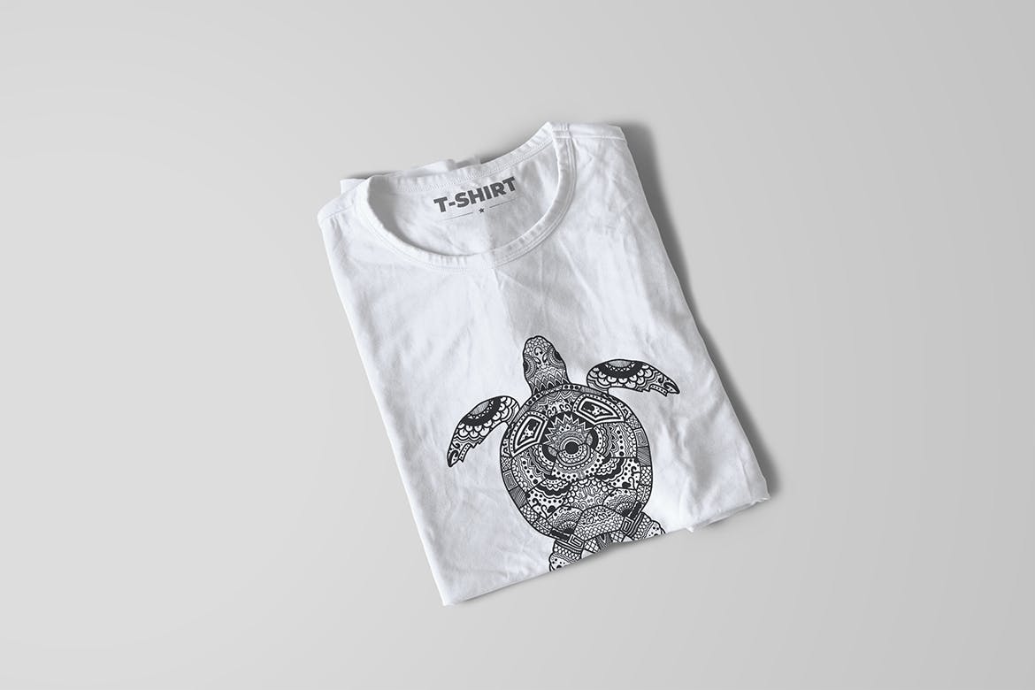 乌龟-曼陀罗花手绘T恤设计矢量插画素材库精选素材 Turtle Mandala T-shirt Design Vector Illustration插图(6)