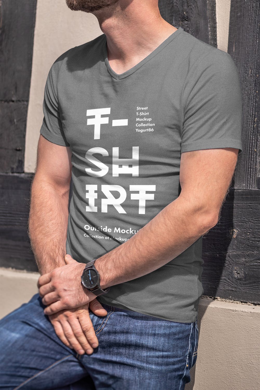 男士印花T恤真实模特上身效果图样机16设计网精选模板 T-Shirt Mock-up 5插图(5)