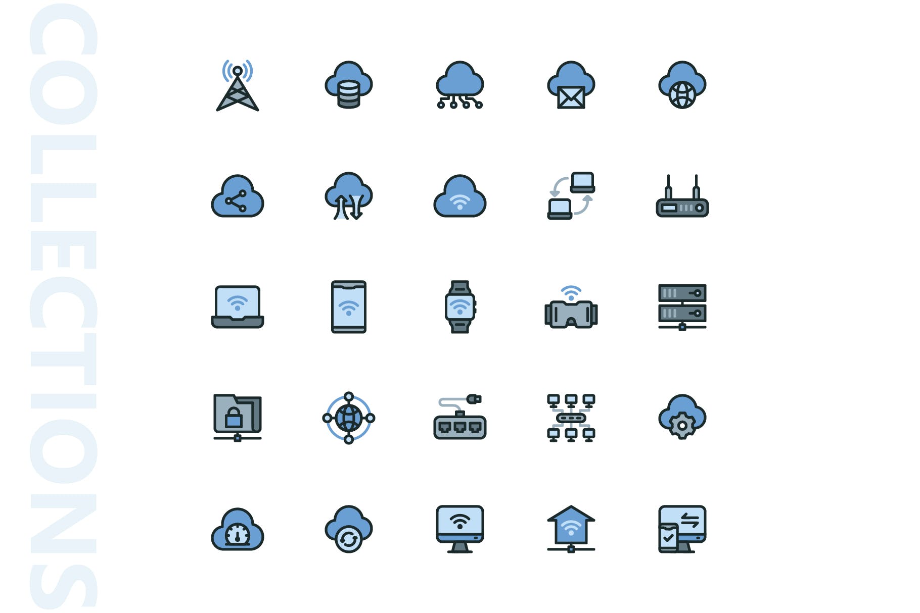 网络科技主题矢量填充16设计素材网精选图标 Network Filled Icons插图(3)